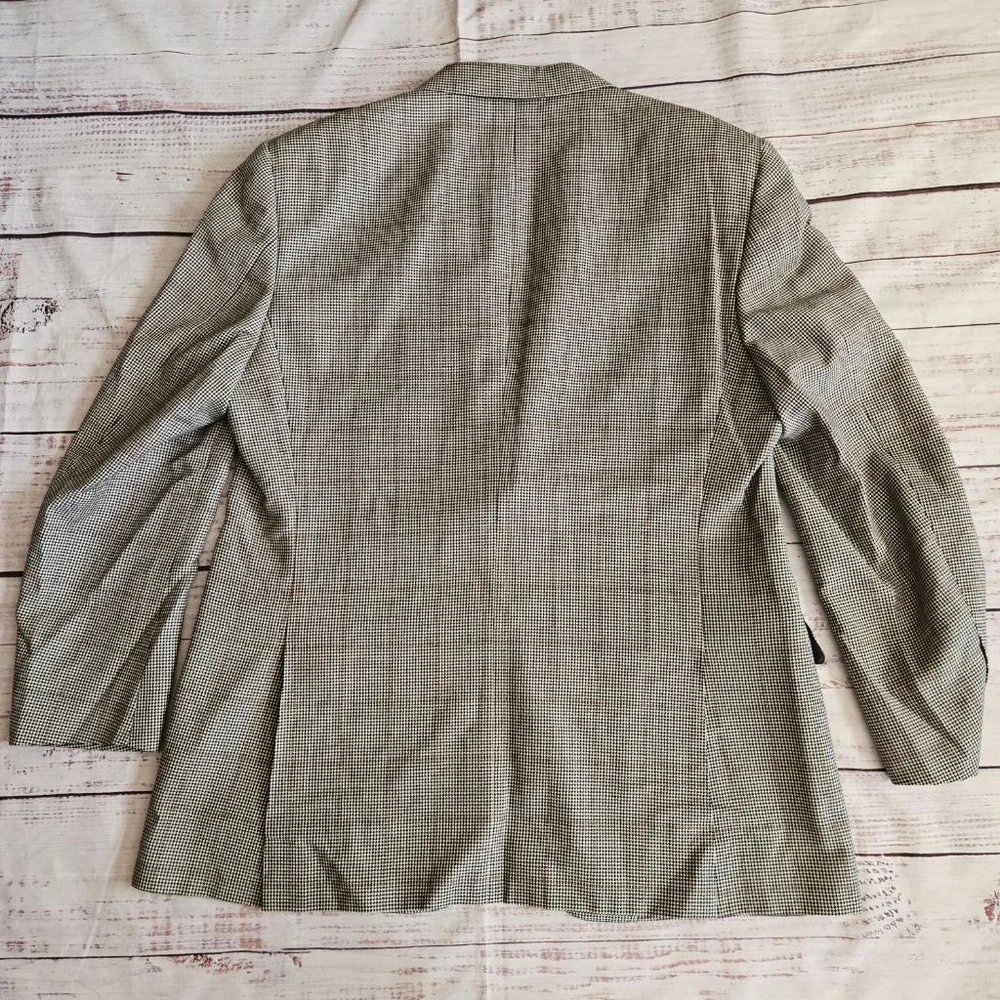 Canali Pure Wool Micro Houndstooth Plaid Windowpane Sport Coat Mens 56R IT